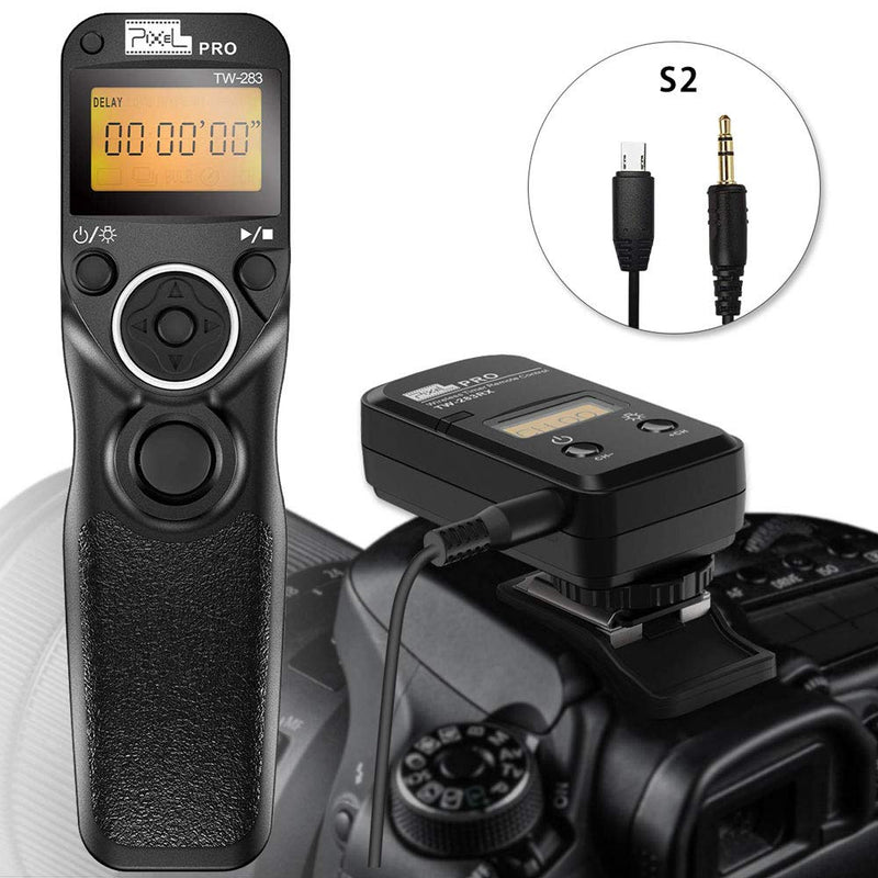 Wireless Remote Commander Shutter Release Cable Timer Pixel TW-283 S2 Wired Shutter Release Cable Compatible for Sony Alpha a7, a77II, a7R,a7RII, a7S, a5100, a6000 TW-283 S2 for Sony