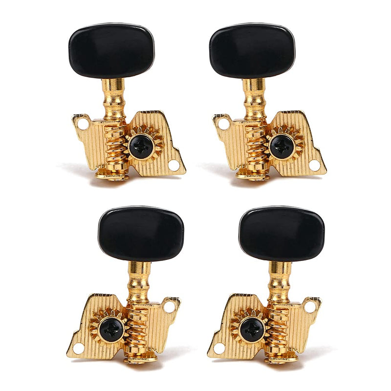 Alnicov 2R2L Tuning Peg Machine Head Open-gear Guitar Tuners for Ukulele 4 String Guitar Gold-Plated