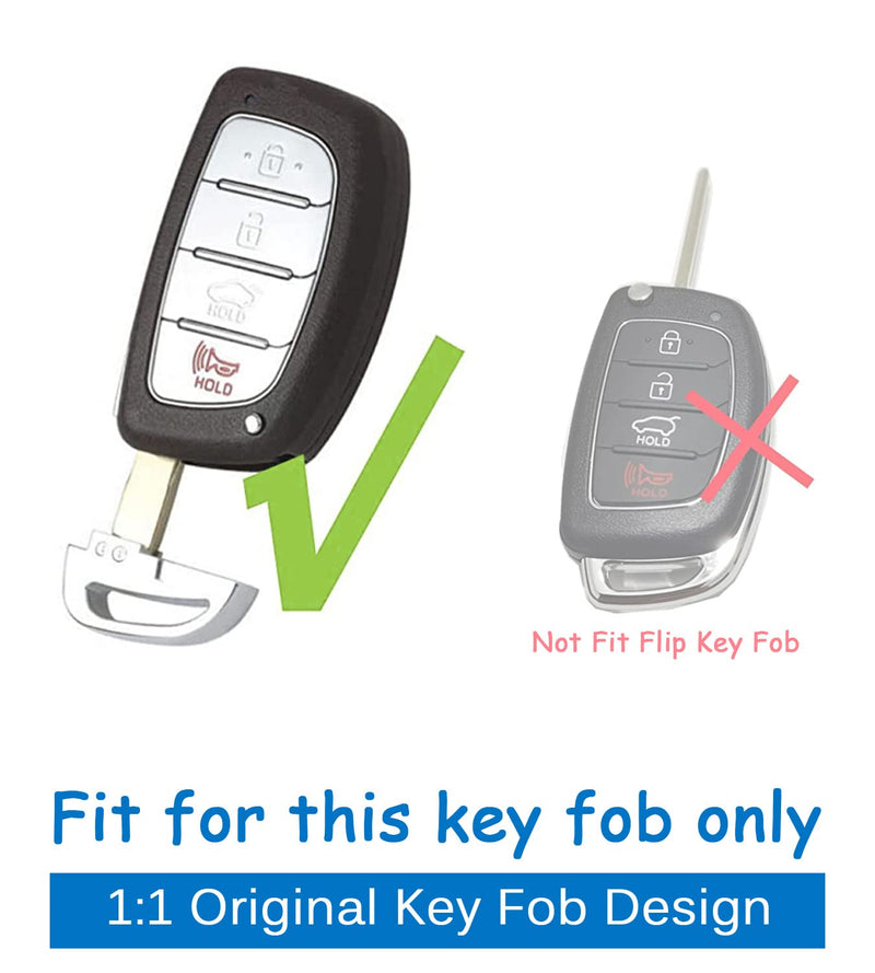 waymei Silicone Key Fob Cover Remote Keyless Case Protector Compatible with 2016-2021 Hyundai Elantra Elantra GT Ioniq Sonata Tucson SY5MDFNA433 (Black with White) 4 Buttons - Flip Fob Not Fit