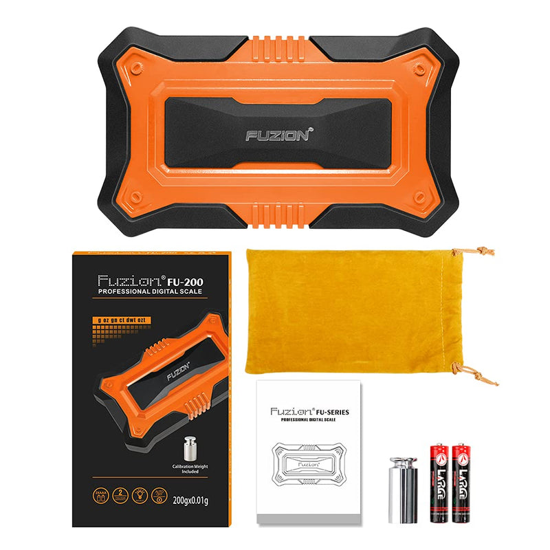Fuzion Digital Pocket Scale, 200g x 0.01g Jewelry Gram Scale, 6 Units Conversion, LCD Back-Lit Display, Use for Jewelry/Medicine/Food/Powder/Herb(Battery Included) Orange