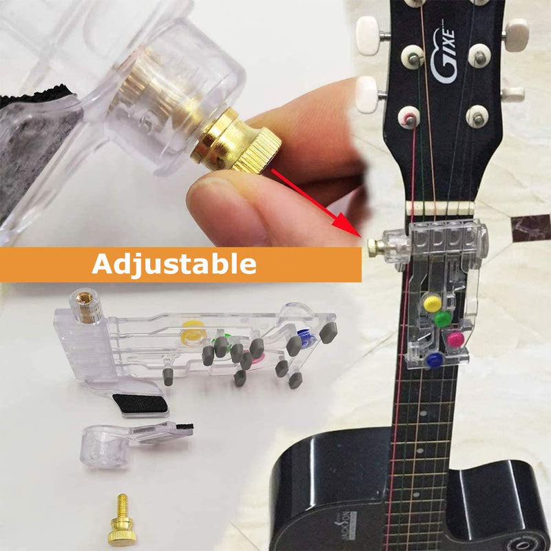 Guitar Beginner One-Key Chord Assisted Learning Tools Classical Chord Guitar Practice Tool for Adults Children Trainer Instructor, Just Press Buttons and Play(with 14 Finger Picks)