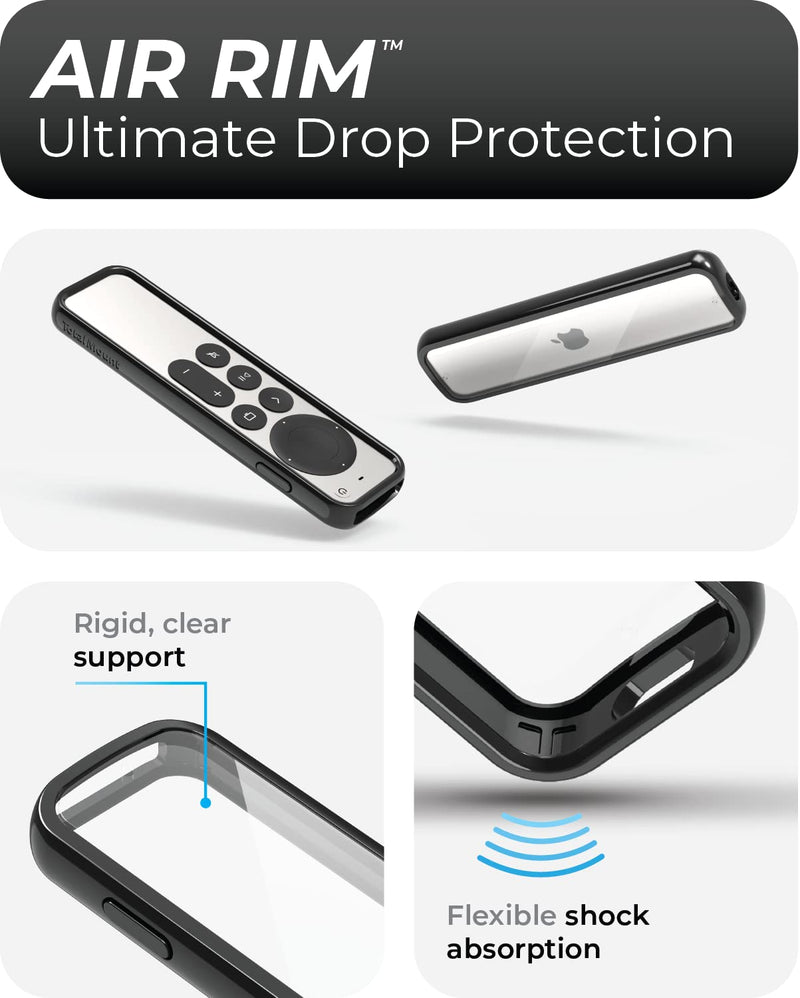 TotalMount Air Rim Case ‚Äì Slim, Hybrid Case with Ultimate Drop Protection for Apple TV Remotes (Siri Remotes) ‚Äì Black Perimeter Cover & Clear Back