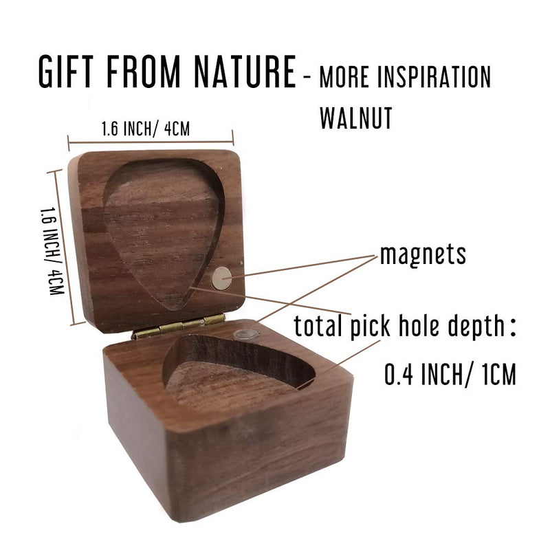 Father's Day Gift from Daughter Son, Walnut Guitar Pick Box, Unique Guitar Gift for Men, Guitar Picks Storage Box, Guitar Gift FOR EVERYONE