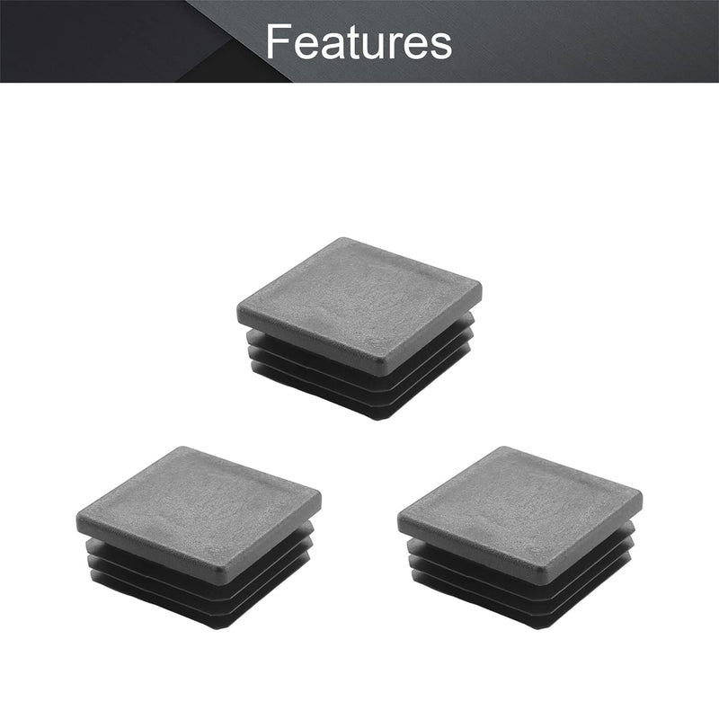 MroMax 24PCS 1.5" x 1.5" (LxW) Plastic Tubing Plug Square Post End Caps for Handrail Stair Newel Guardrail Tube Black 38x38mm