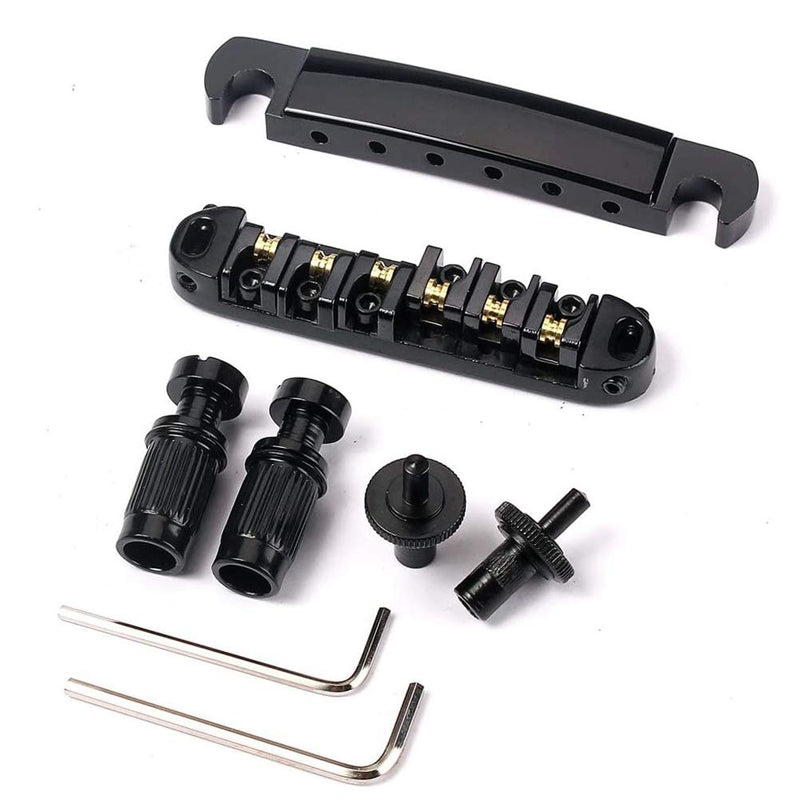 Abr-1 Style Tune-o-matic Bridge Tailpiece Roller Saddle Bridge for Gibson Les Paul Gear Replacement (black) Black