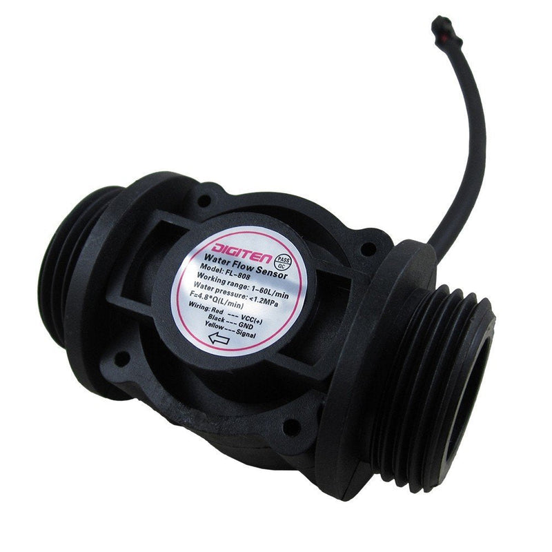 DIGITEN Water Flow Control Meter LCD Display Controller+G1" Water Flow Hall Effect Sensor Flow Meter 1-60L/min+G1" Solenoid Valve Normally Closed N/C+DC 12V Power Adapter