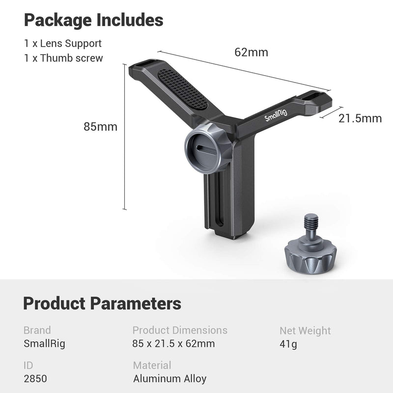 SMALLRIG Camera Extended Lens Support Bracket Height Adjustable Only for DJI RS 2 / RS2 Gimbal - 2850