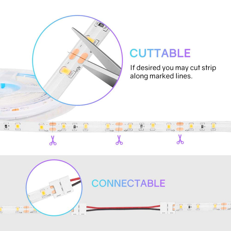 [AUSTRALIA] - HitLights Weatherproof Warm White LED Light Strip, Tape Light for Home, Office, Bathroom, Cabinet and More 16.4ft, 300 LEDs, 3000K, 72 Lumens per Foot 12V DC（Power Not Included) 