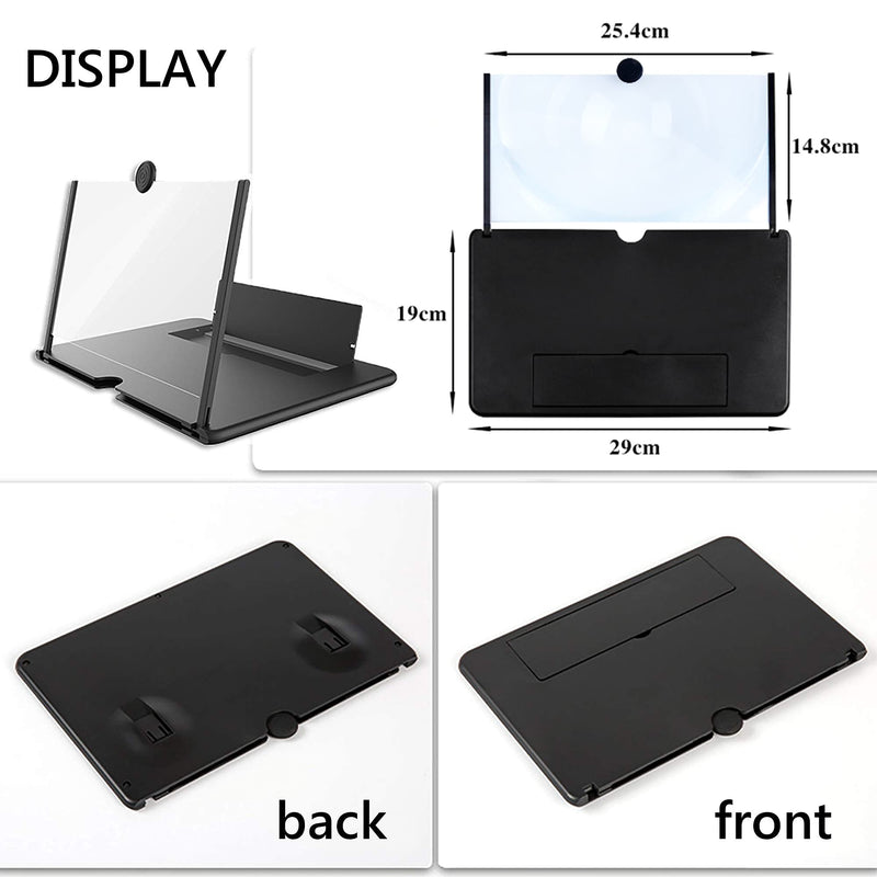 [AUSTRALIA] - Smartphone Screen Magnifier Stand 14 Inch 3D Foldable Amplifier for Cell Phone with Adjustable Angle Black 
