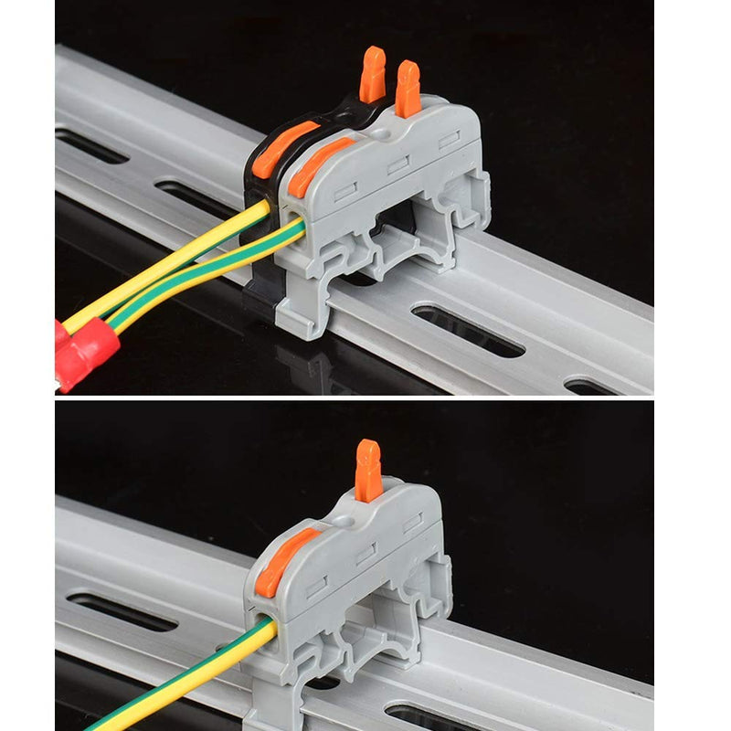 UOHGDPY DIN Rail Terminal Blocks kit,Universal Compact Wire Wiring Connector (20 pcs connectors+2 pcs Article in Parallel+ 2 pcs Digital Identification+2Pcs Fixed clamp+20 pcs Screw) 20 pcs connectors+Article in parallel+ Digital identification+screw