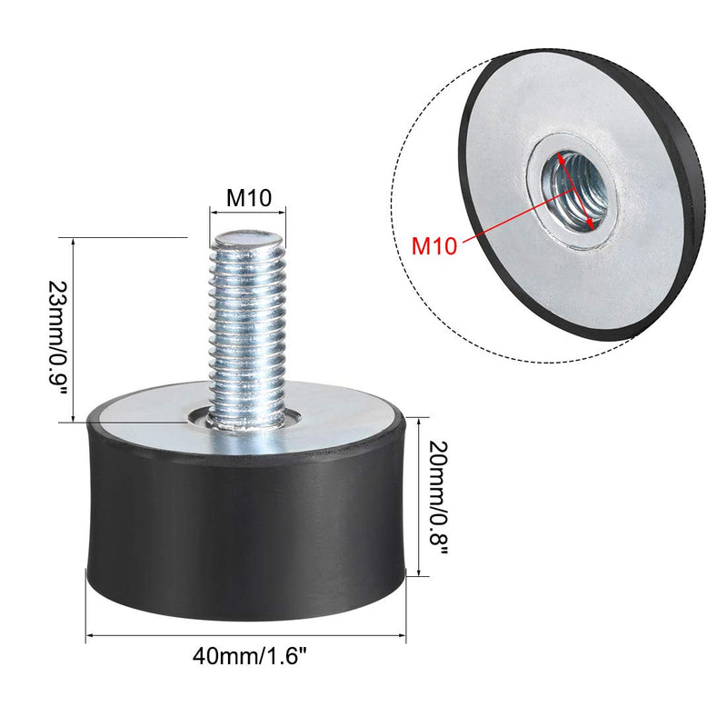 uxcell M10 Male Female Rubber Mounts, Shock Absorber, for Motor Generator Compressor Garage Reverse Osmosis Pump Impact Air Generator Car Bobbins, D40mmxH20mm M10*23 D40*H20