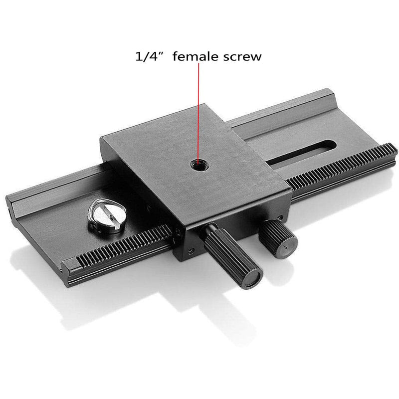 EXMAX® 16cm 2 Way Macro Shot Focusing Focus Rail Slider/Close-up Shooting 1/4 Quick Screw Release Mount Camera Flash Support Plate