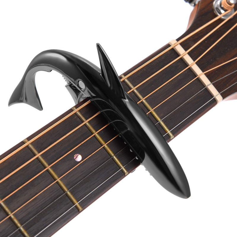 Guitar Capo For Acoustic And Electric Guitar Quickly Change Clamp Soft Silicon Padding Guitar Capo Zinc Alloy Black Capo-CattleyaHQ Shark Capo