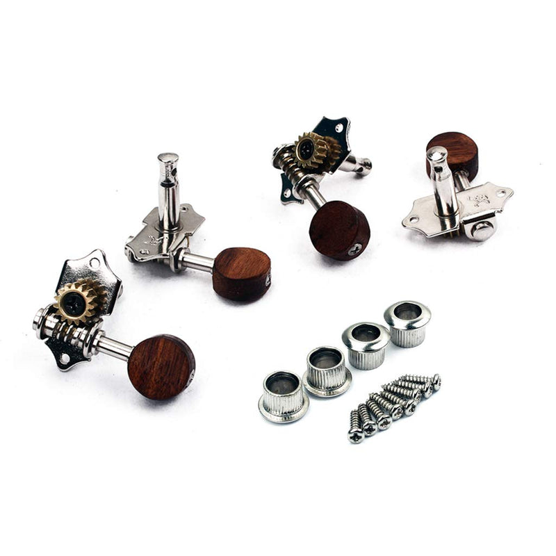 Alnicov Tuning Pegs Machine Heads 2R2L Tuners With Wooden Tuning Peg Button For Ukulele 4 String Guitar