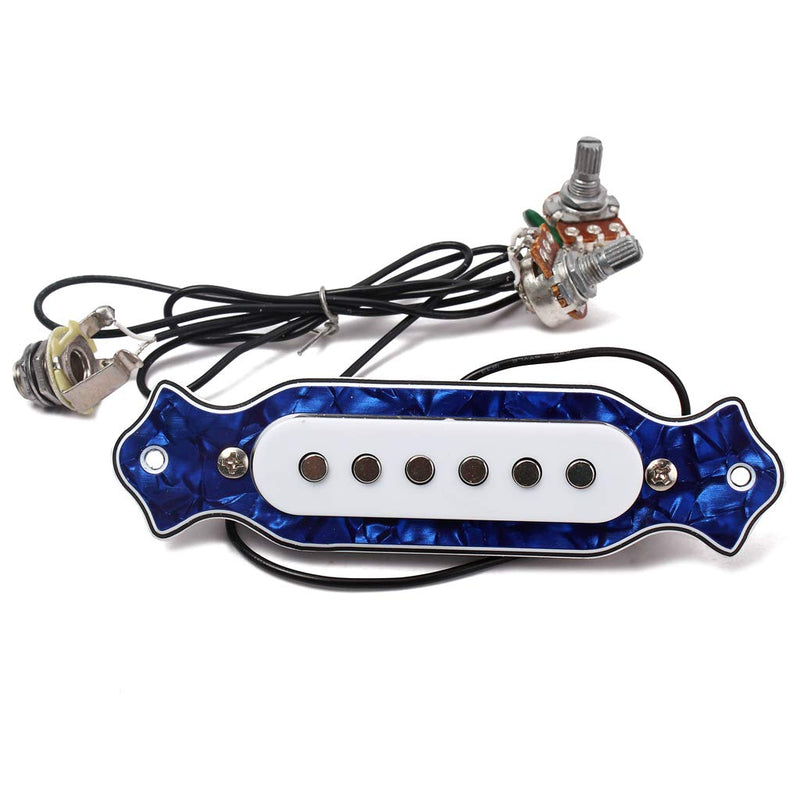 Alnicov Blue Sound Hole Magnetic Pickup with Tone Volume Knobs for 6 String Folk Acoustic or Electric Guitar