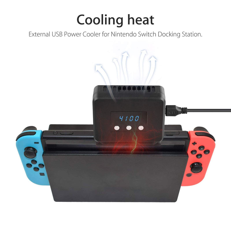 EEEKit Cooling Fan for Nintendo Switch Dock Set Temperature Display Cooler for NS Original Docking Station, USB Powered, Integrated Cable