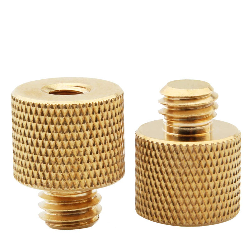 2 Pieces, Microphone Stand Adapter,3/8" -16 External Thread to 1/4" -20 Internal Thread Adapter, Used for Tripod Screw Adapter, Camera Screw Adapter. (Solid Brass)