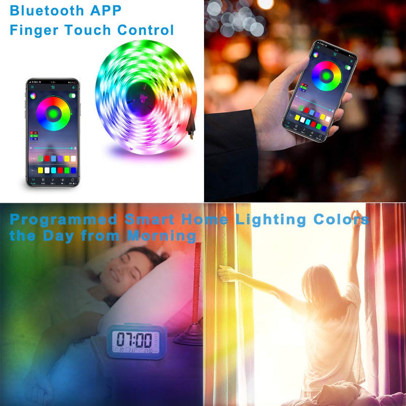 [AUSTRALIA] - Smart Led Strip Lights APP Controlled, KSQ 32.8ft RGB LED Strip Lights Bluetooth for Bedroom Décor, Premium SMD5050 Timing& Music Sync& Remote Control LED Light Strip for Living Room Party Kitchen Bar non-waterproof 