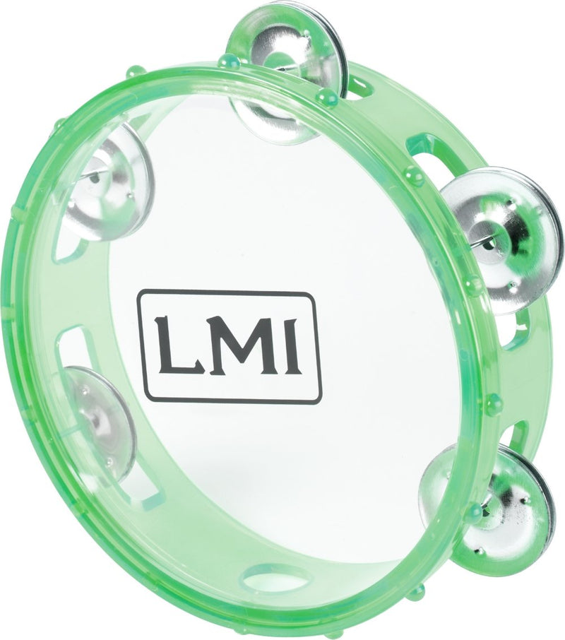 LMI Transparent Tambourine with Head Green 15CM