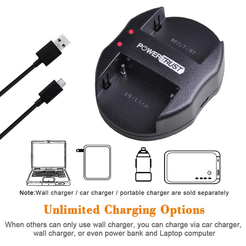 PowerTrust 1Pack NP-QM91D QM91D Battery and USB Dual Charger for Sony NPQM91D NP-FM50 NP-QM71 NP-FM70 NP-FM90 CCD-TRV328 338 DCR-DVD300 301 DCR-HC14 DCR-PC105 330E DCR-TRV70 80 250 260