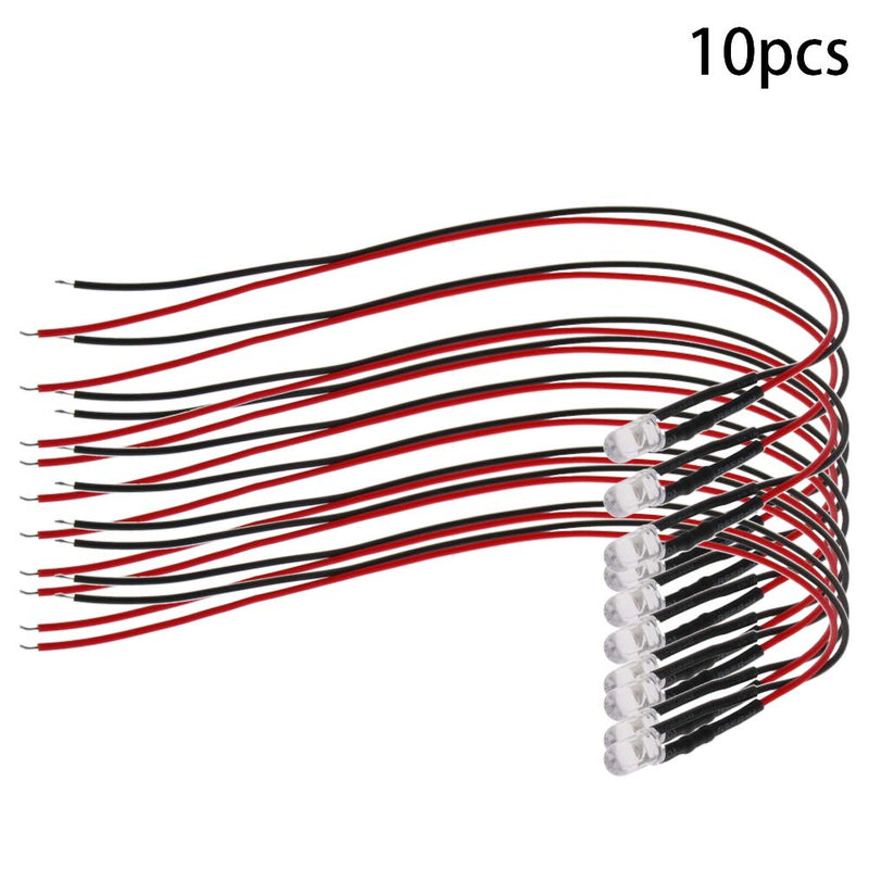 Othmro 10PCS Red Light Emitting Diodes Pre Wired DC 12V 5mm Small LED Lamps DC9-12V 20mA 10Pcs Red 10Pcs