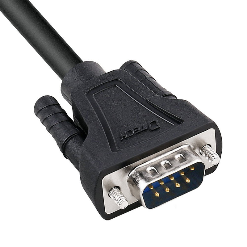 DTech DB9 RS232 Serial Cable Male to Female Extension Null Modem Cord Cross TX RX line for Data Communication (15 Feet, Black) 15ft