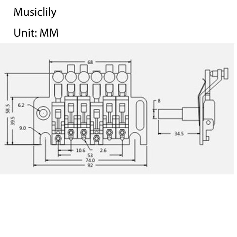 Musiclily Electric Guitar Double Locking Tremolo Bridge for Floyd Rose Style Replacement, Black