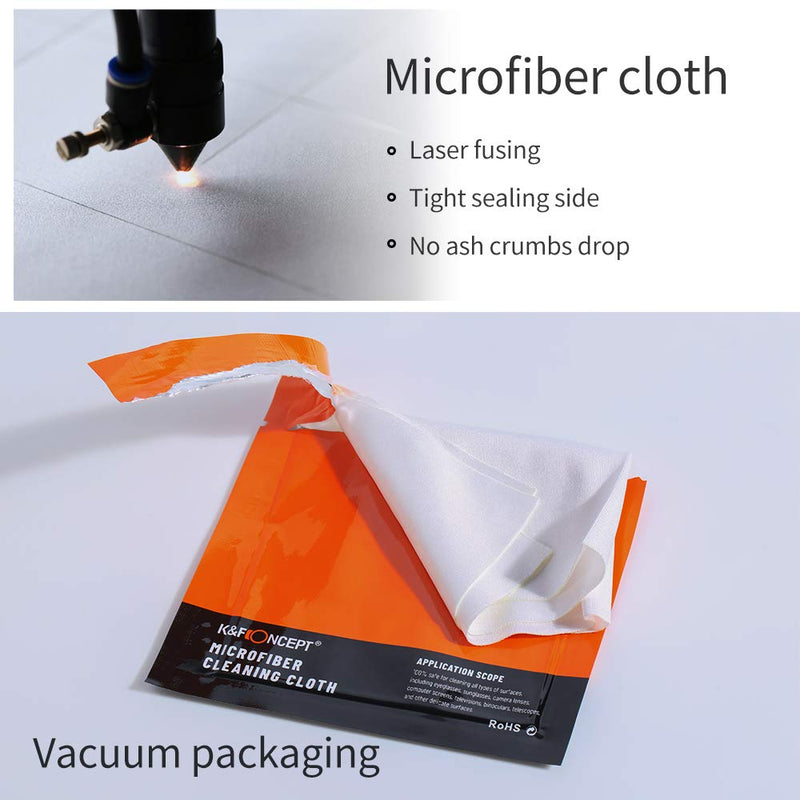 K&F Concept Microfiber Cloths for Camera Lens Washable 10-Pack 6x4in Vacuum Wrapped Lint Free Cleaning Cloth for Electronics and Glasses, Optics Precision Instrument Screens Polishing Cloth 10 Pack