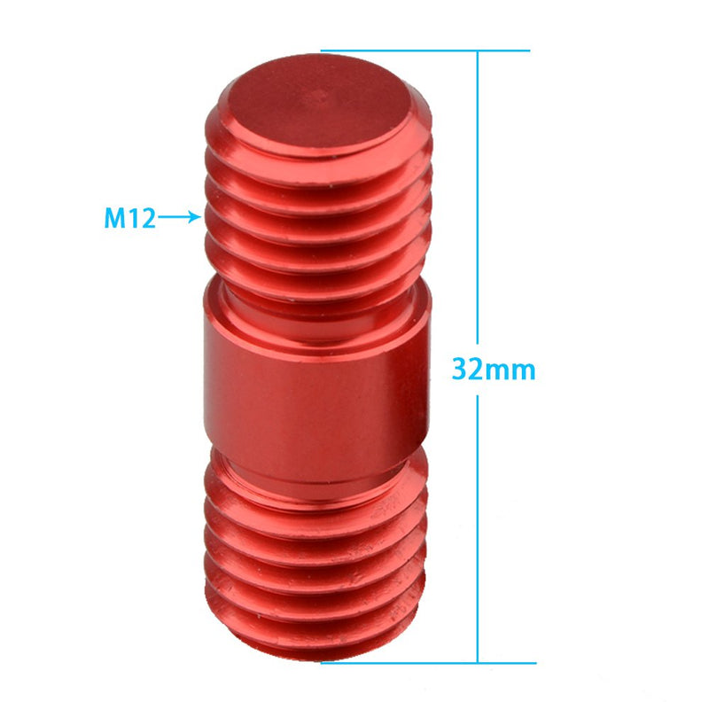 CAMVATE M12 Thread Rod Extension Connector (Red) for 15mm Rail Support System (2 Pieces)