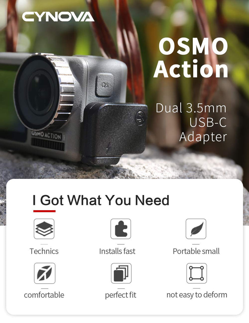 CYNOVA Osmo Action Dual 3.5mm Mic Adapter - Made for Osmo Action with Authorization