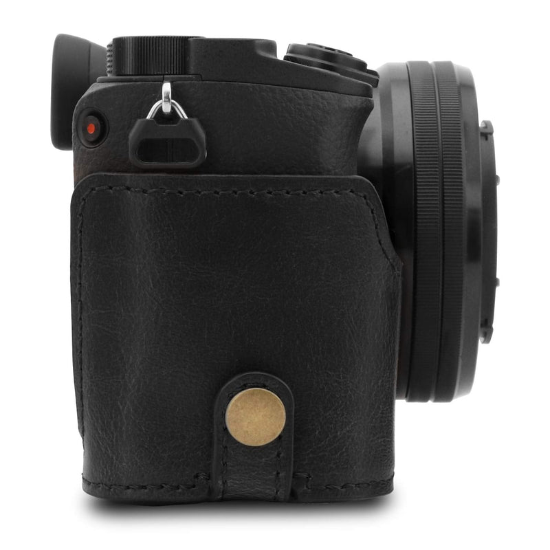 MegaGear Ever Ready Leather Camera Case Compatible with Sony Alpha A6100, A6400 (16-50mm) Black