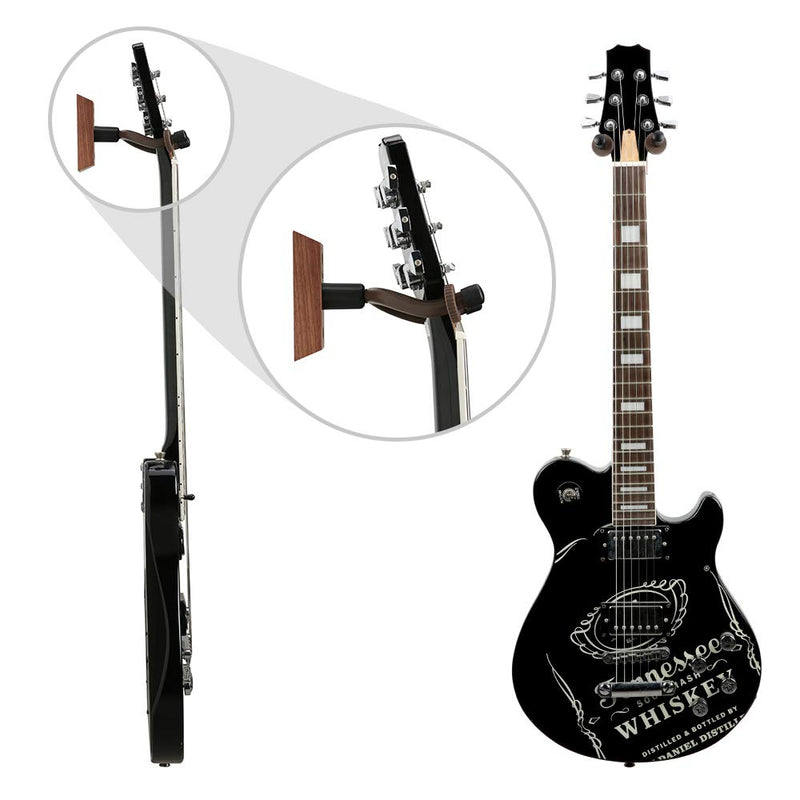 3 Pack Guitar Wall Mount, Neboic Wood Guitar Wall Hanger, Guitar Hook, Guitar Accessories for Acoustic Electric Bass Guitar Ukulele Banjo Mandolin Black
