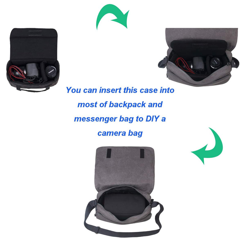 BOMKEE Camera Inserts Lens Padded Insert Liner DSLR SLR Protective Bag Camera Cube Roomy Case Waterproof Foldable Pouch for Camera Lens Accessories Sony Canon Nikon Olympus (Black) Black