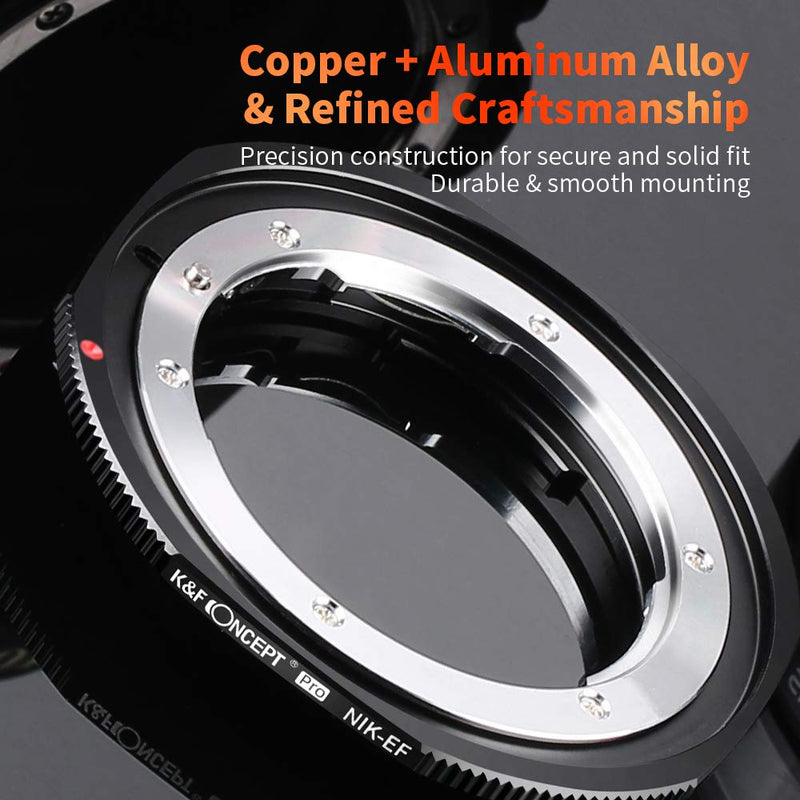 K&F Concept Lens Mount Adapter for Nikon F/AF AI AI-S Lens to EF EF-S Mount Cameras with Matting Varnish Design for 60D 50D 500D 550D 5D