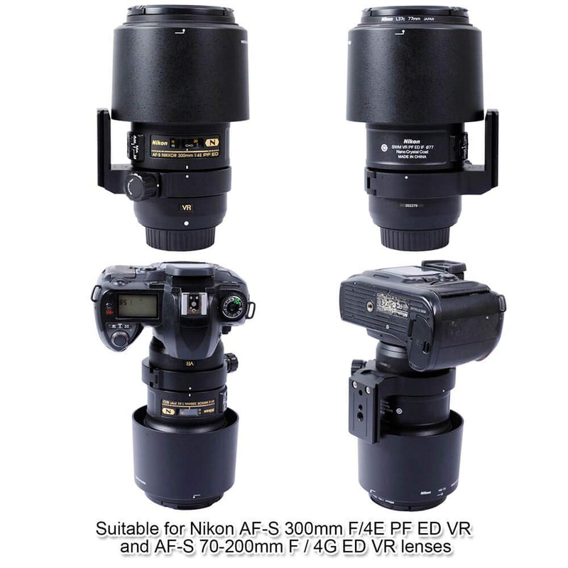 iShoot Improved 68mm Lens Collar Tripod Mount Ring for Nikon AF-S 300mm F/4E PF ED VR and Nikon AF-S 70-200mm F/4G ED VR Lens, with ARCA-Swiss Fit Quick Release Plate for Arca Type Tripod Ball Head