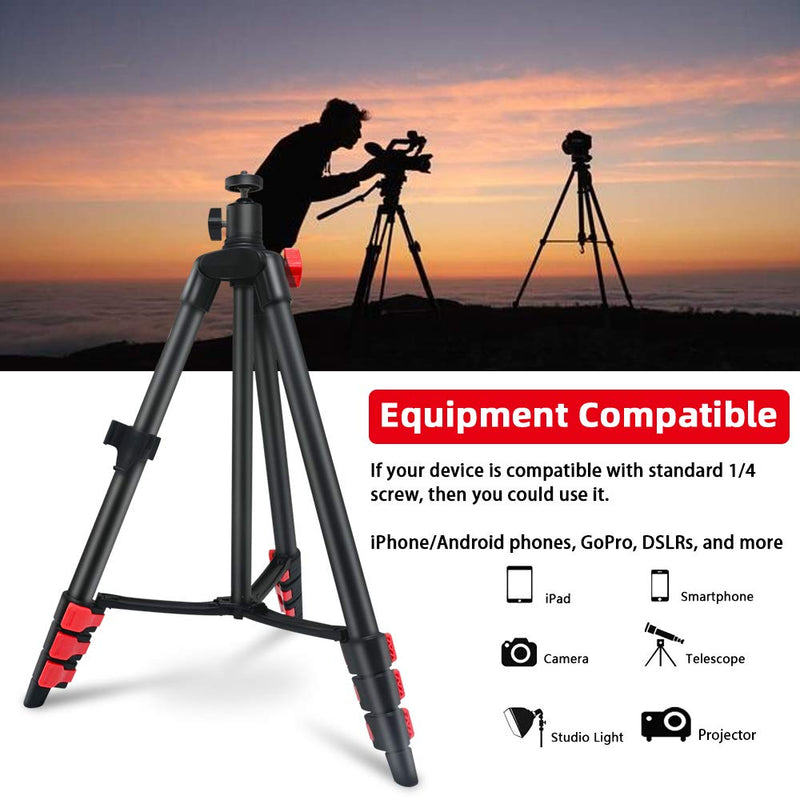 Phone Tripod, SLFC Camera Tripod, Portable Travel Tripod, Video Tripod for Phone/Camera/GoPro, 4 Adjustable Heights, Bluetooth Remote Shutter, Great for Photography/Video Recording/YouTube Live/Vlog