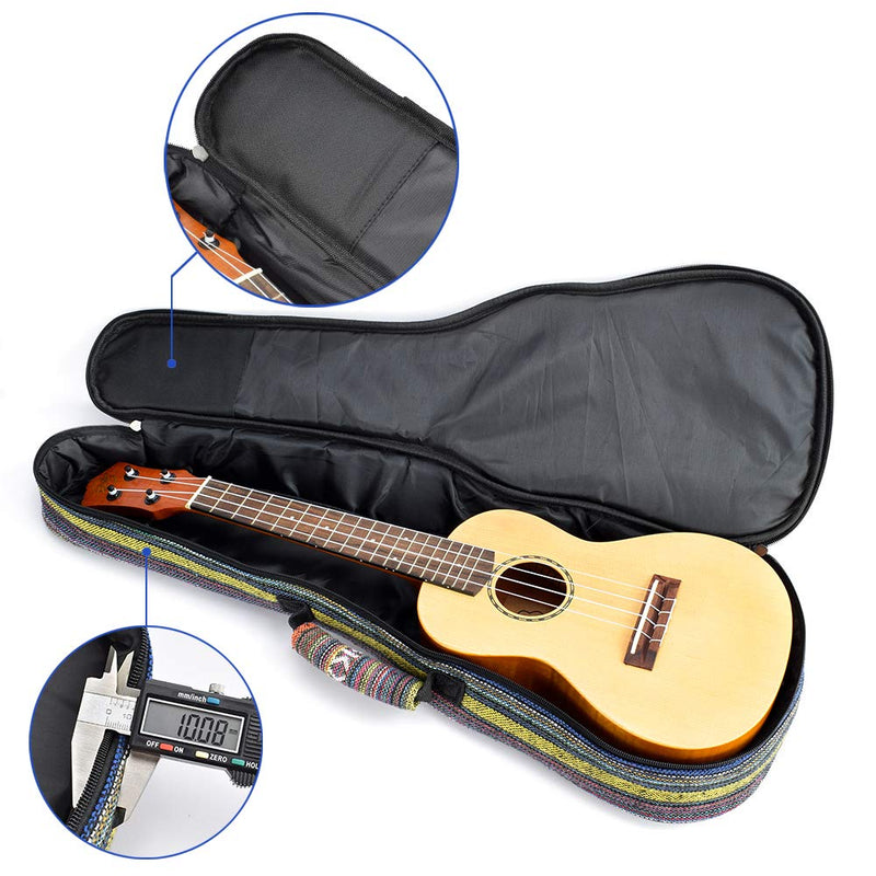 CLOUDMUSIC Ukulele Case Backpack Bag National Style With 10MM Padding (Concert With 3D Pocket) Concert With 3D Pocket
