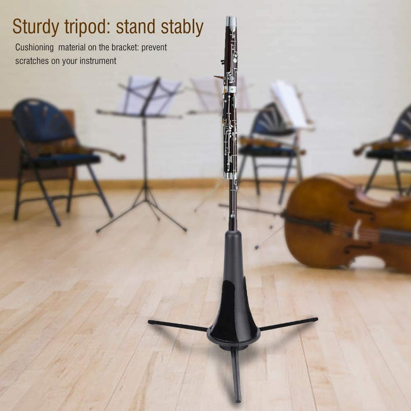 Portable Foldable ABS Trumpet Clarinet Oboe Stand Holder Metal Tripod Holder Stand Fits Inside Bell Black
