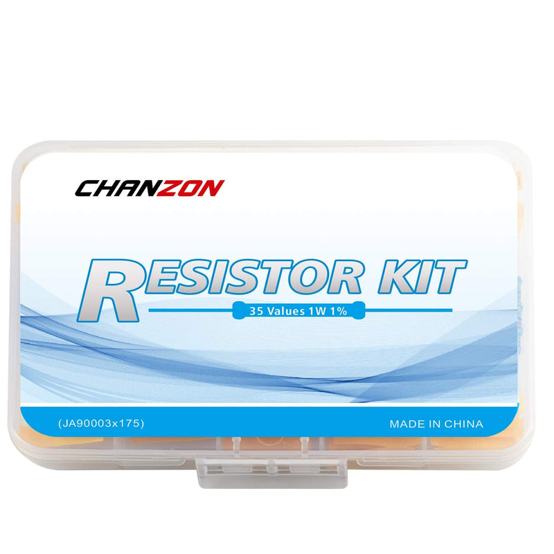 Chanzon 35 Values 1W 0.1R-1MR Ω ohm 175pcs Metal Film Fixed Resistor Kit ±1% Tolerance 0.01 MF Through Hole Resistors Assortment Current Limiting Rohs Certificated