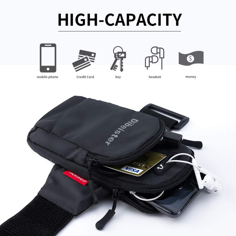 Dibeister sport arm bag (L / 20) is a reflective, waterproof and sweat proof adjustable arm strap, suitable for iPhone, Samsung, LG and other mobile phones. For mobile phones up to 6.5 inches in size. Black