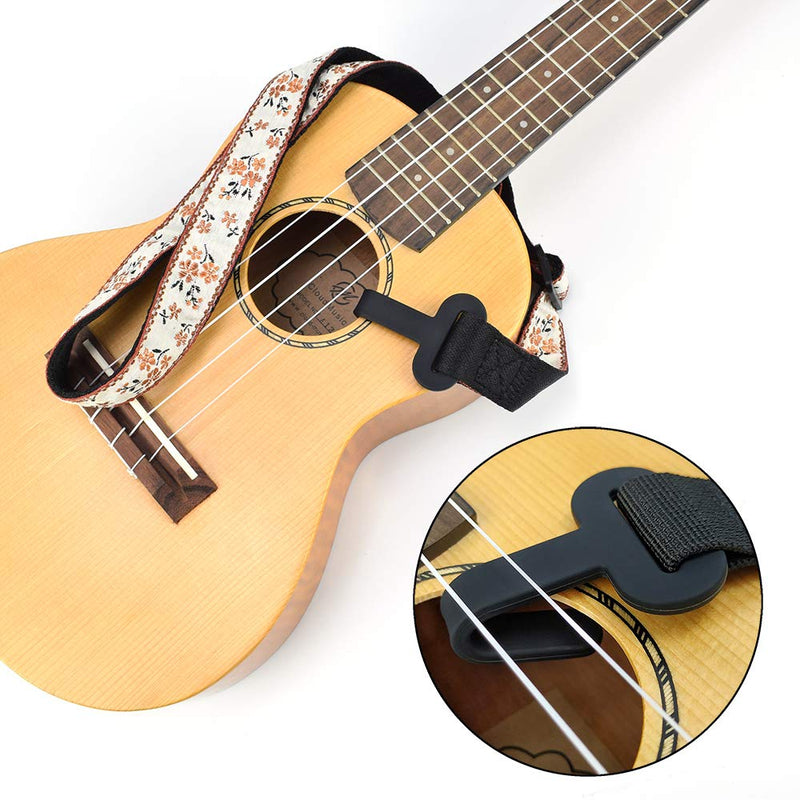[AUSTRALIA] - CLOUDMUSIC Ukulele Strap Button Free Hawaiian Floral Ukulele Strap with Hook Clip On For Soprano Concert Tenor Ukulele (Orange Flowers In Breige) Style 27 