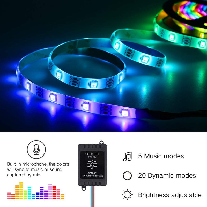 [AUSTRALIA] - ELlight LED Strip Lights, 16.4ft Dream Color Sync Music LED Light Strip with Remote, Flexible Waterproof Color Changing Light Strip for Home Bedroom 