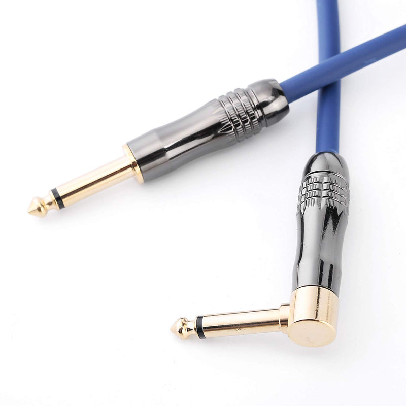 [AUSTRALIA] - 20ft Guitar Cable, 1/4” Straight Jack to Angled Jack, Blue Jacket and Gold Plugs, Instrument Cable for Electric Guitar, Bass, Keyboard,by SPEAKFRIENDS 20feet-1/4" 