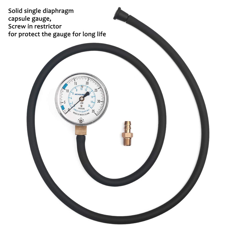 [AUSTRALIA] - MEASUREMAN Natural Gas or LP Gas Manifold Pressure Test Kit, 0-35"W.C, 1/4"NPT, 40" Length Hose 0-35inH2O Pressure Test Kit 
