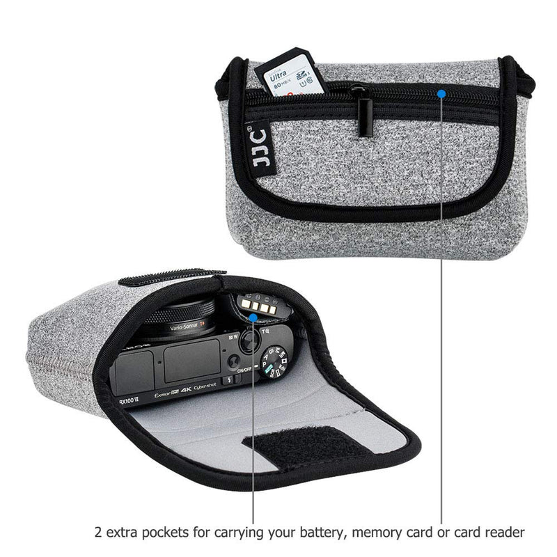 JJC Compact Camera Case Travel Pouch Sleeve for Sony ZV-1 ZV1 RX100 VII VI VA IV III II W800 W830 WX350 Canon G7X G5X G9X SX740 Olympus TG-6 TG-5 TG-4 Fujifilm XP130 XP140 XP90 Ricoh GR III II & More Grey