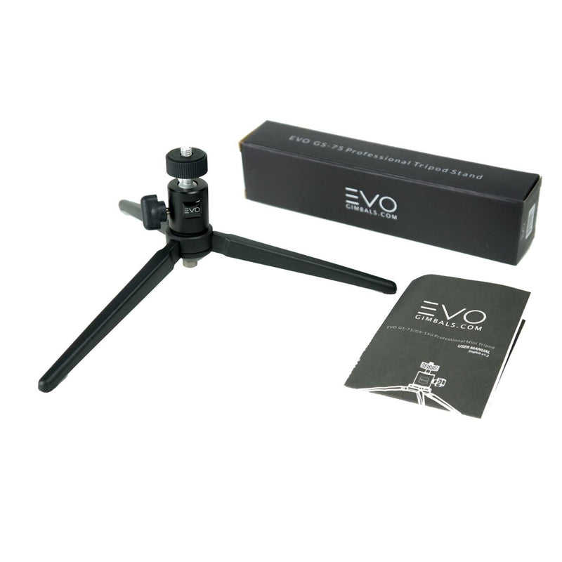 EVO GS-75 Mini Tripod with Swivel Ball Head - 100% Aluminum, Works with Most Mirrorless, DSLR or Action Cameras with 0.25 in UNC Screw