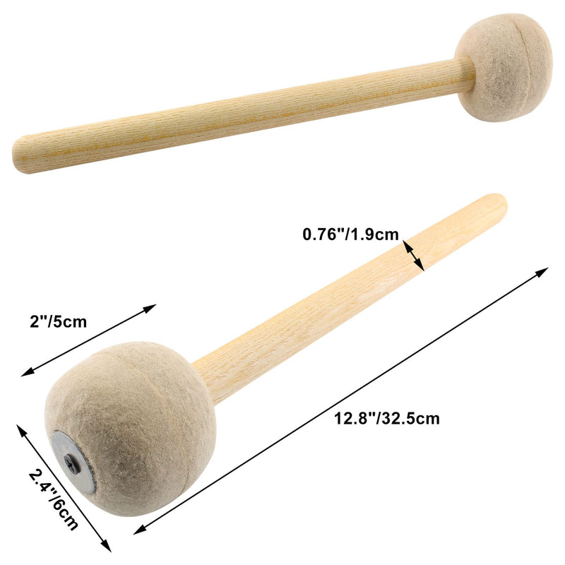 [AUSTRALIA] - Jiozermi 2 Pcs Drum Mallet 12.8 Inches Length, Wool Felt Drum Stick, Anti-slip Bass Percussion Sticks, Instrument Band Accessory Part for Drums Snare Drums, Beige 
