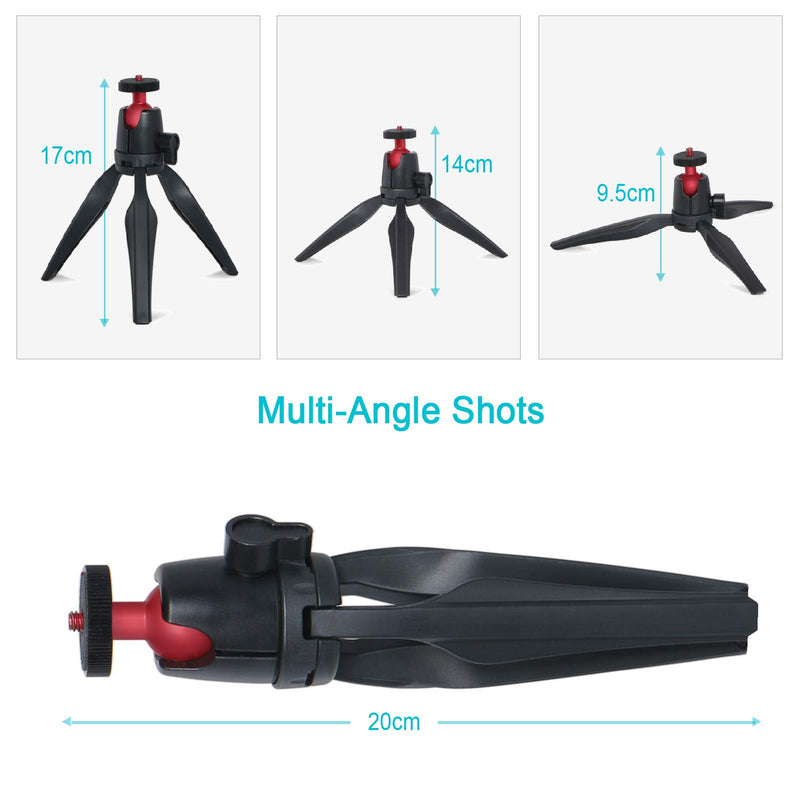 Portable Mini Tripod for iPhone/Camera/Cell Phones Webcam Projector Compact,Desktop Phone Stand Holder with Phone Clip and Wireless Remote