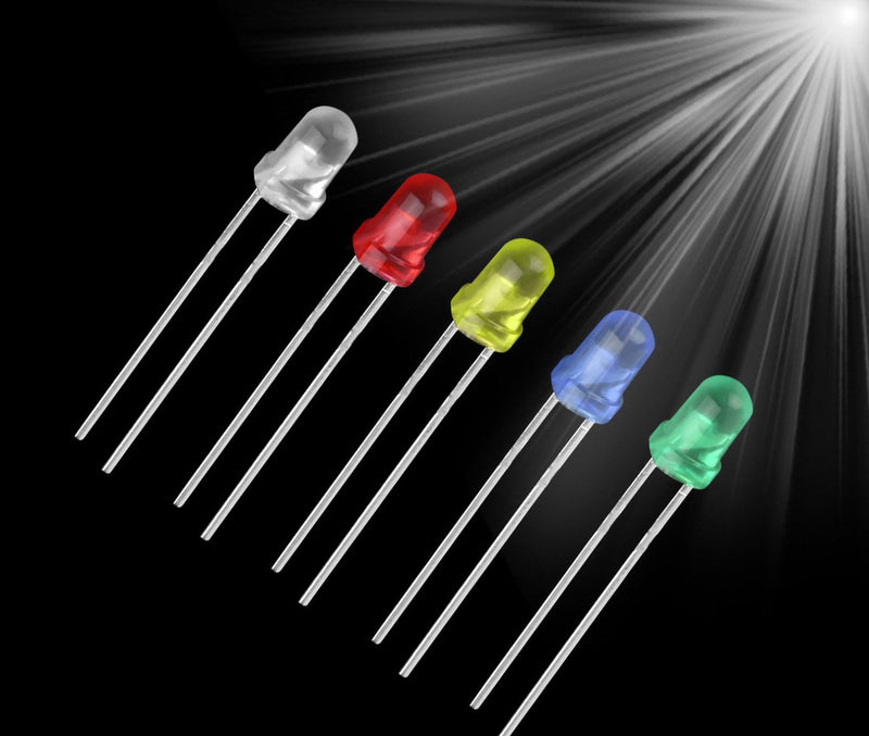 Waycreat 375PCS (5 colors x 75pcs) 5mm LED Emitting Diodes Assorted Light 100pcs 200ohm Resistors(included)