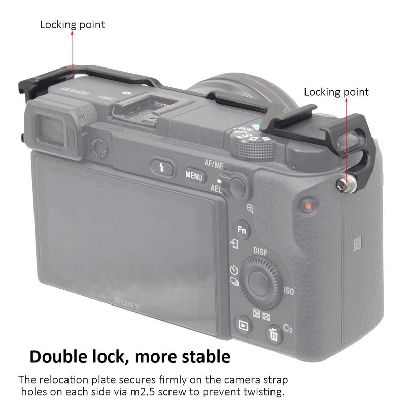 Dual Cold Shoe Adapter Relocation Plate, Easy Hood Microphone Extension Cold Shoe Mount Bracket for Sony Alpha A6400 ILCE-6400 Camera, Vlogging Video Making Shooting Accessory